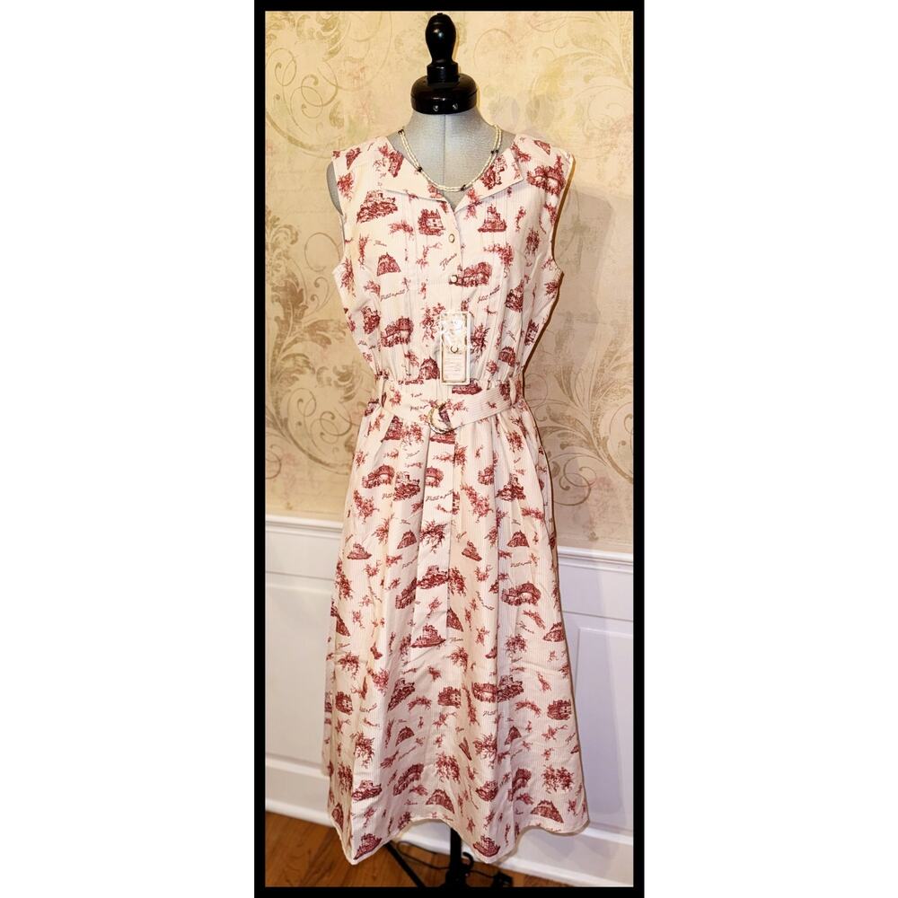 Axes Femme Heritage Nouvelle Jouy Print Dress Size M J Fashion Cottagecore JSK